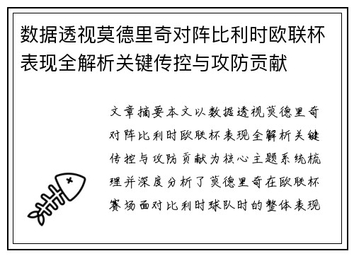 数据透视莫德里奇对阵比利时欧联杯表现全解析关键传控与攻防贡献 数据透视莫德里奇对阵比利时欧联杯表现全解析关键传控与攻防贡献