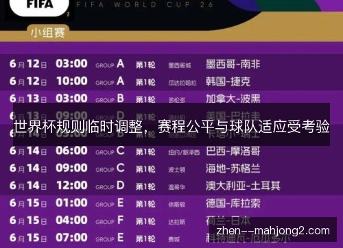 世界杯规则临时调整,赛程公平与球队适应受考验 世界杯规则临时调整,赛程公平与球队适应受考验